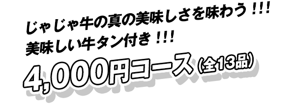 美味しい牛タン付き！！！4,000円コース（全13品）